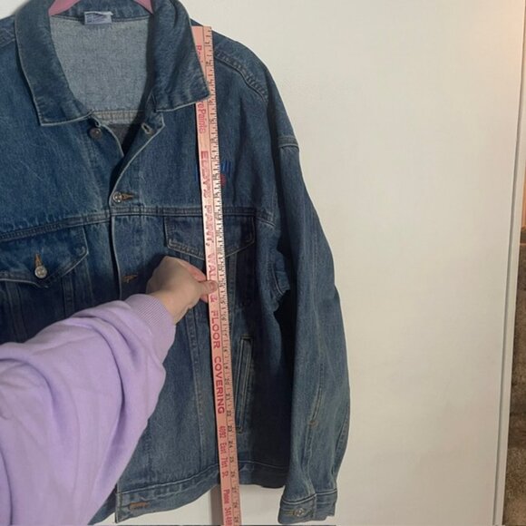 VTG 90s Gibson Guitar Men's Large Embroidered Blue Trucker Denim Jacket USA - Picture 6 of 16
